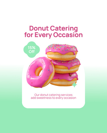 Промо-магазин пончиков с пончиками в розовой глазури Instagram Post Vertical – шаблон для дизайна