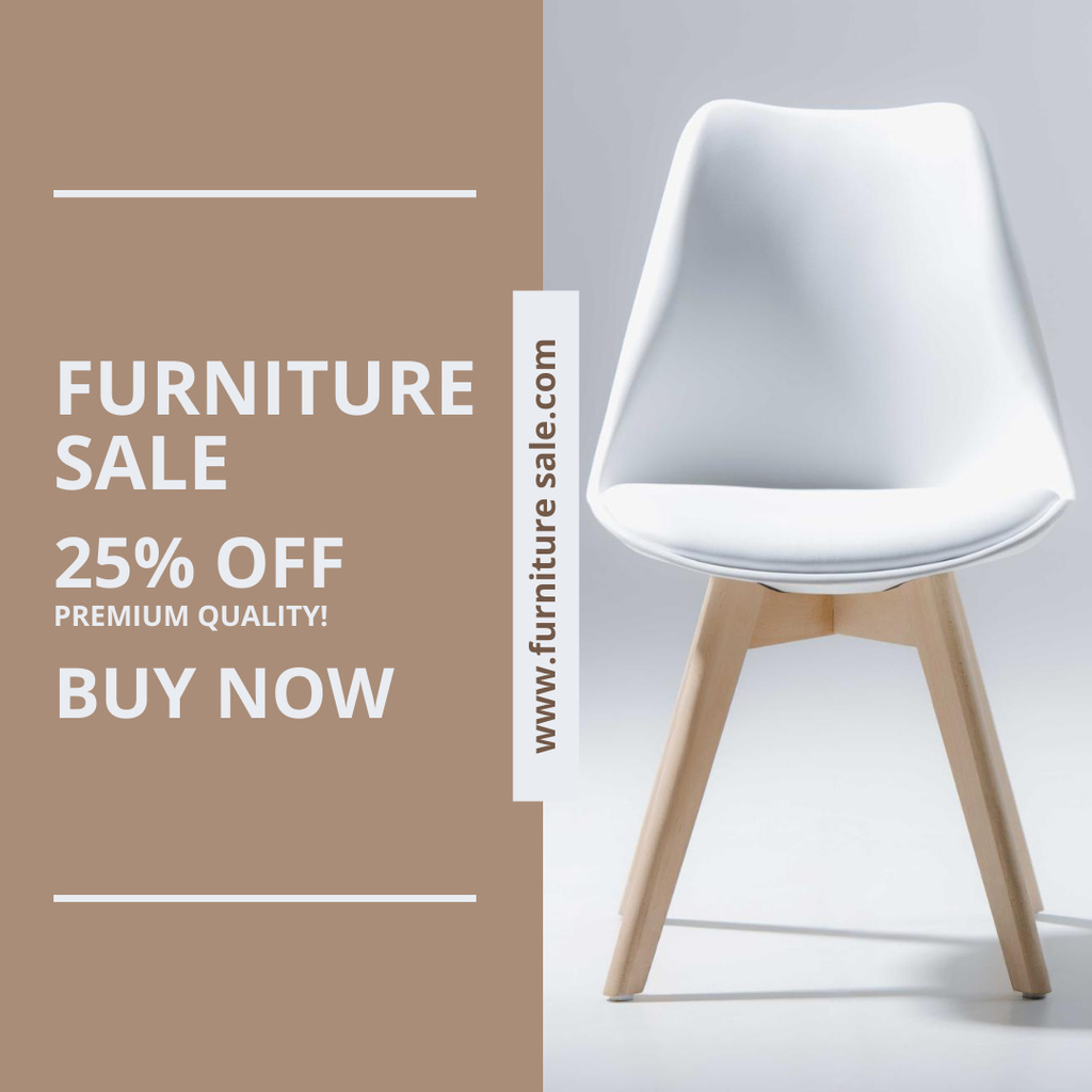 Furniture Store Offer with White Minimalist Chair Instagram Tasarım Şablonu