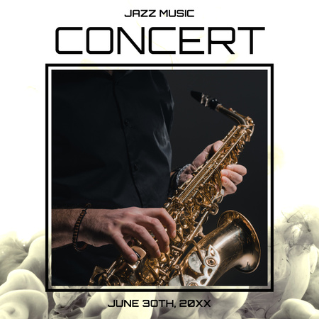 Plantilla de diseño de Anuncio de concierto de música jazz con saxofonista Instagram 