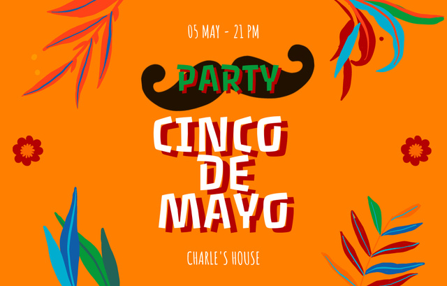 Colorful Cinco de Mayo Party In May Invitation 4.6x7.2in Horizontal Design Template