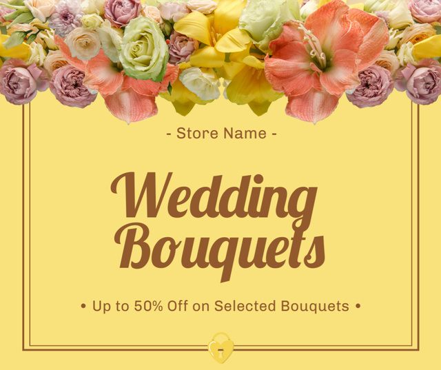 Wedding Florist Service Announcement with Beautiful Flowers Facebook tervezősablon