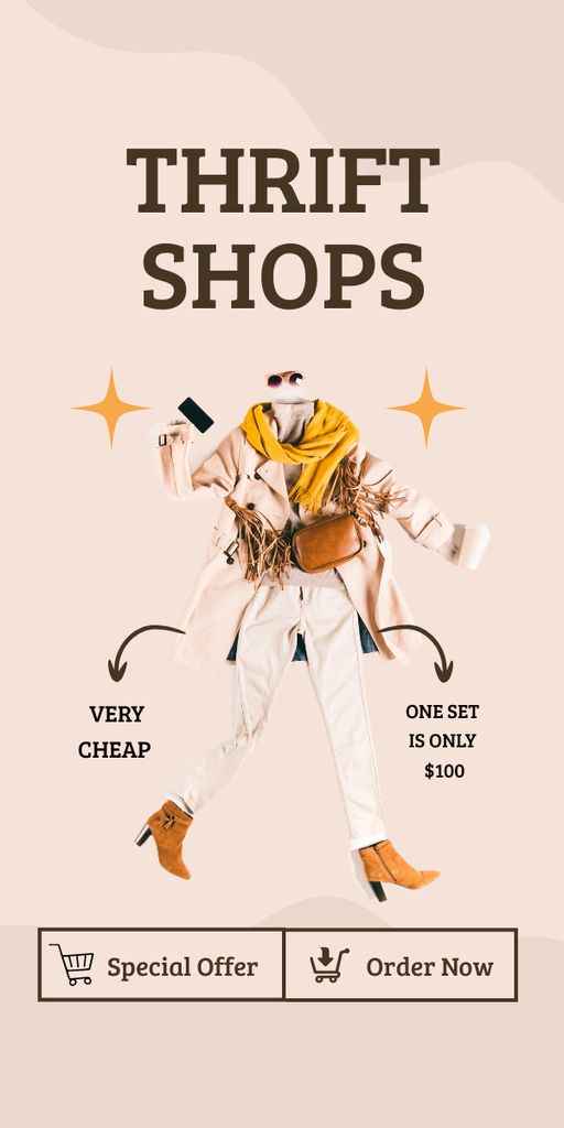 Thrift Fashion Clothes Set Graphic Šablona návrhu