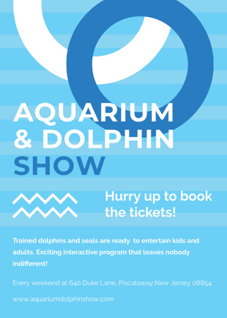 Plantilla de diseño de Aquarium Dolphin show invitation in blue Flayer 