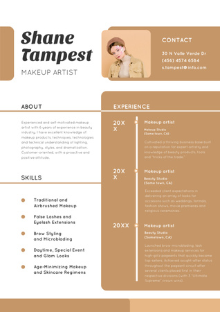 Skills and Experience of Makeup Artist Resume Design Template