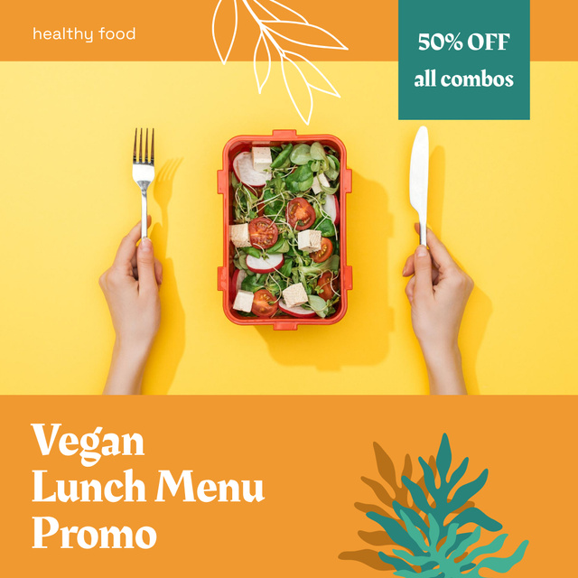 Inspirational Vegan Lunch Menu Idea Instagram Tasarım Şablonu