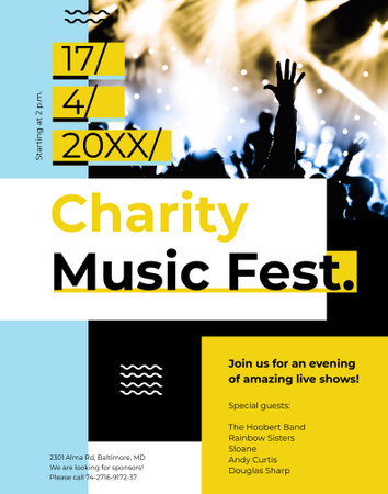 Charity Music Fest Invitation Crowd at Concert Poster 22x28in Design Template