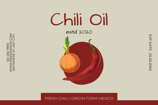 Original Chili Pepper Oil Offer Label Tasarım Şablonu