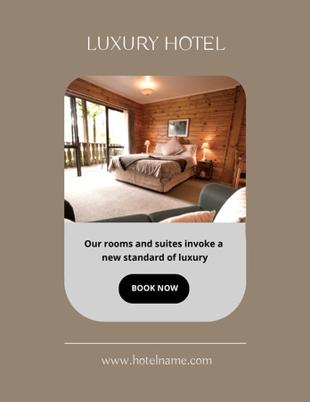 Luxury Hotel Ad Poster 8.5x11in Design Template