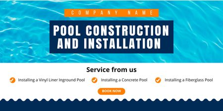 Offer of Services for Construction and Installation of Swimming Pools Twitter Šablona návrhu