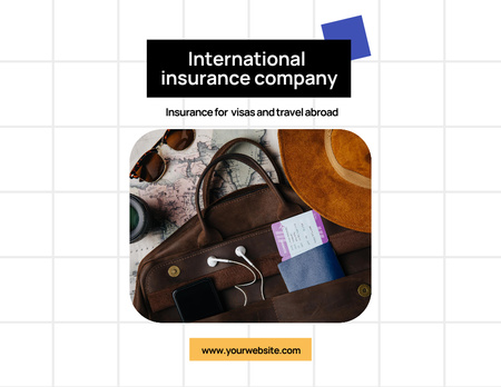 Ontwerpsjabloon van Flyer 8.5x11in Horizontal van Global Insurance Company Promotion With Travel Stuff
