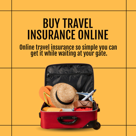 Plantilla de diseño de Suitcase with Tourism Stuff for Travel Insurance Online Instagram 