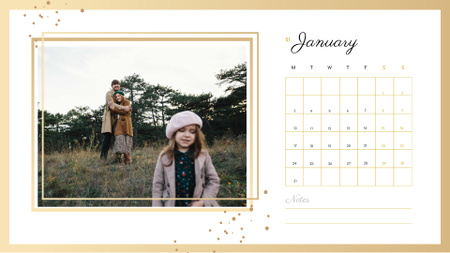 Family on a Walk with Daughter Calendar Design Template