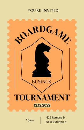 Plantilla de diseño de Anuncio de torneo de ajedrez de juegos de mesa Invitation 5.5x8.5in 