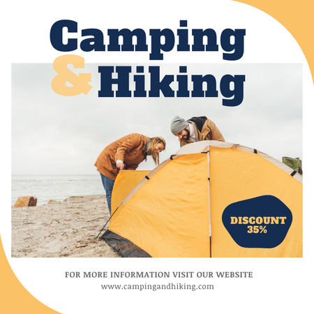 Tourists on Beach with Tent Instagram AD Design Template