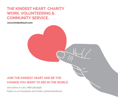 Благотворительная акция Рука держит сердце в красном Facebook – шаблон для дизайна