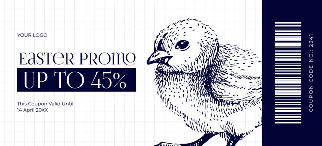 Szablon projektu Easter Promotion with Bird Illustration Coupon 3.75x8.25in