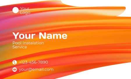 Service Offer of Installation of Swimming Pool on Bright Gradient Business Card 91x55mm Design Template
