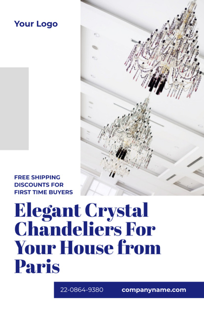 Beautiful Сrystal Chandelier Offer With Delivery Invitation 5.5x8.5in – шаблон для дизайну