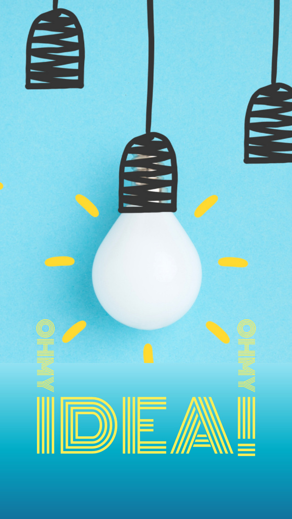 Idea Inspiration with Glowing Lightbulb Instagram Story Modelo de Design