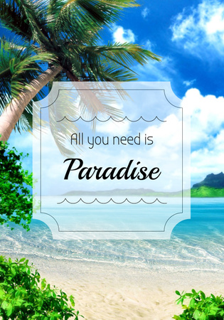 Vacation Inspiration with Tropical Palm Trees Poster 28x40in Design Template