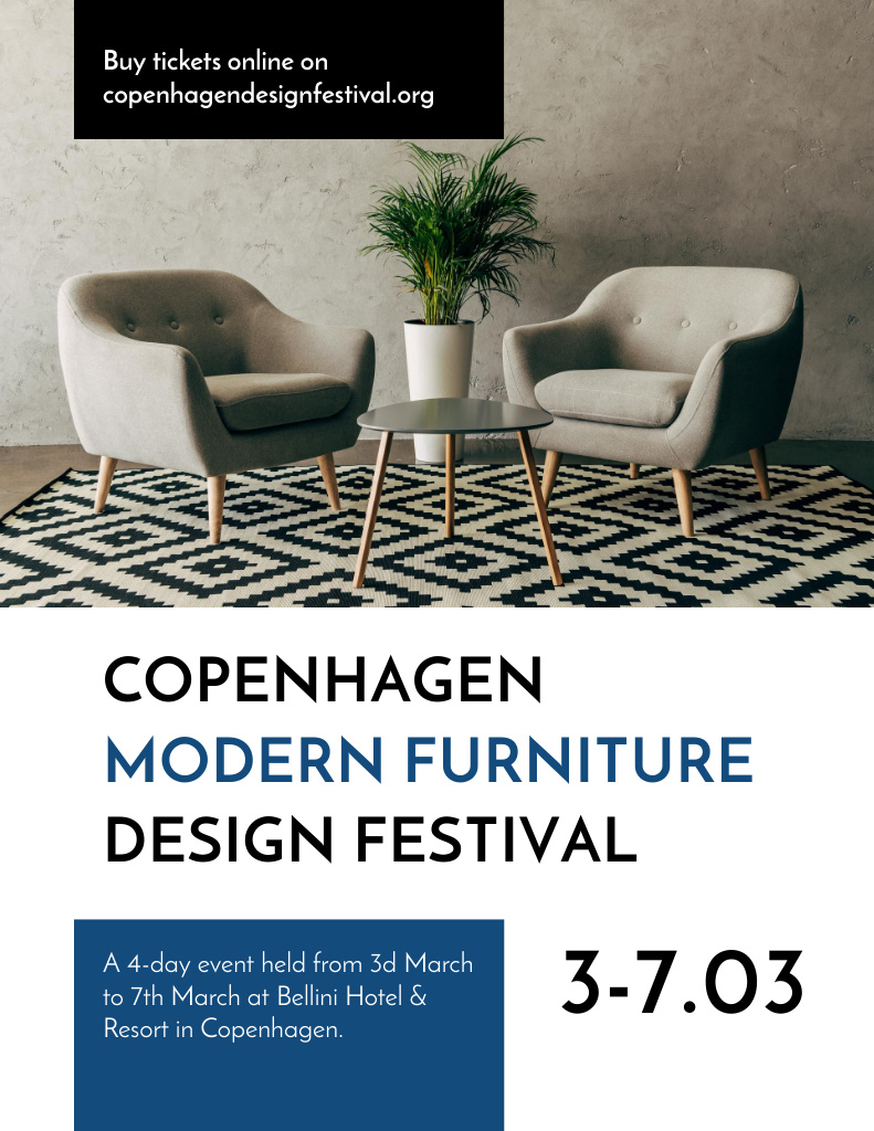 Furniture Festival Ad with Stylish Armchairs Poster 8.5x11in Design Template
