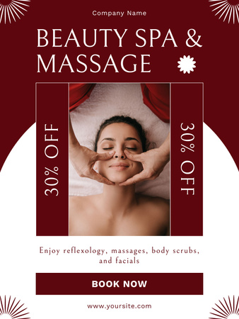 Attractive Woman in Spa Salon Having Facial Massage Poster US – шаблон для дизайну