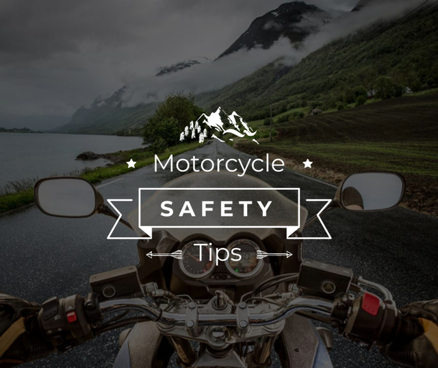 Motorcycle safety tips with Bike on road Facebook Šablona návrhu