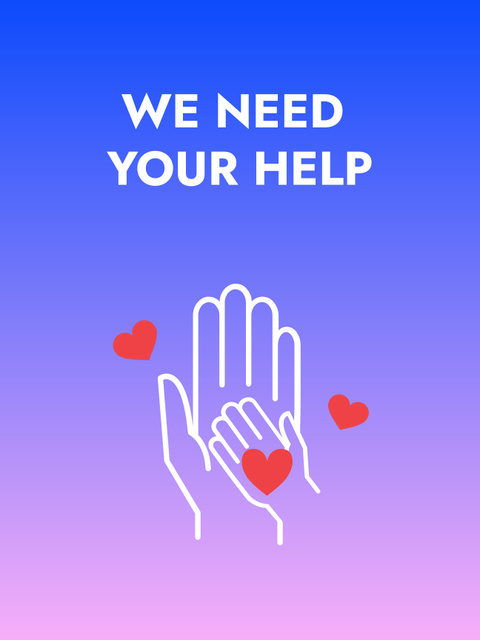 Help during War in Ukraine with Illustration of Hands Poster US Design Template