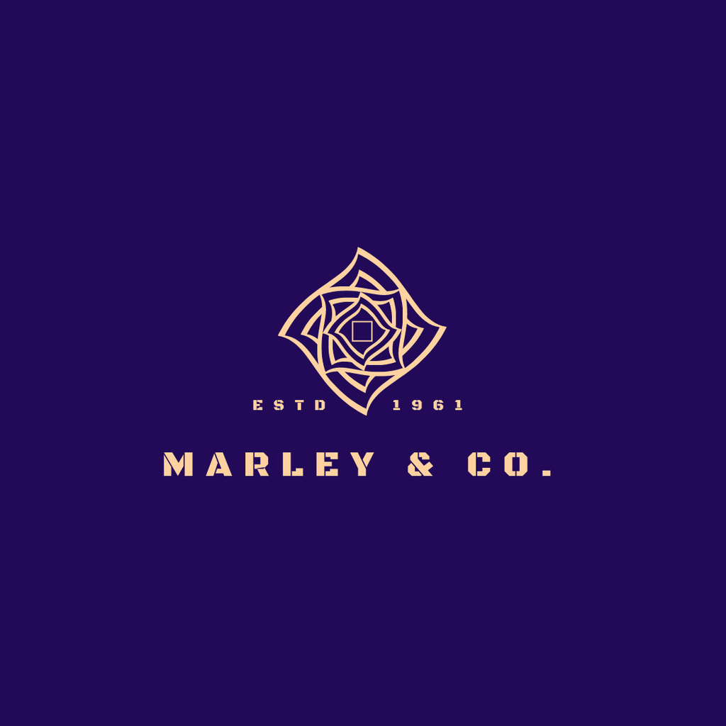 Image of the Company Emblem on Dark Purple Logo 1080x1080pxデザインテンプレート