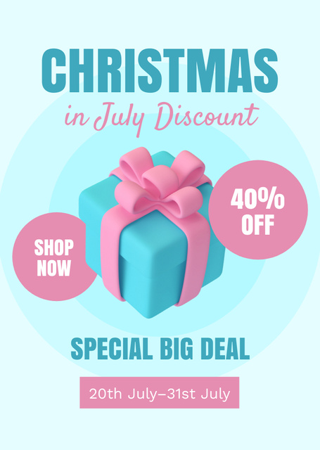 July Christmas Discount Offer Flyer A6 Modelo de Design