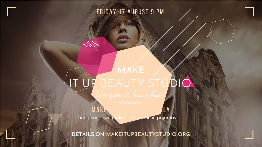 Makeup party for girls Announcement Youtube Modelo de Design