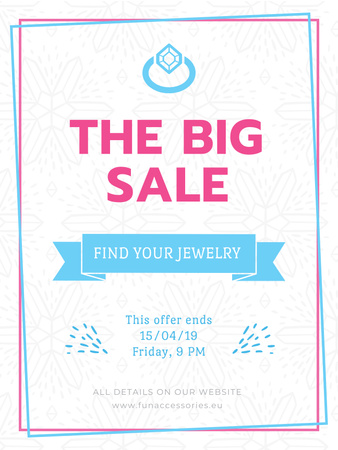 Template di design Jewelry sale with Ring in blue Poster US