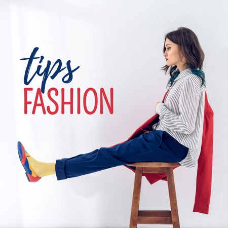Fashion Ad with Stylish Woman in Jeans Instagram Šablona návrhu