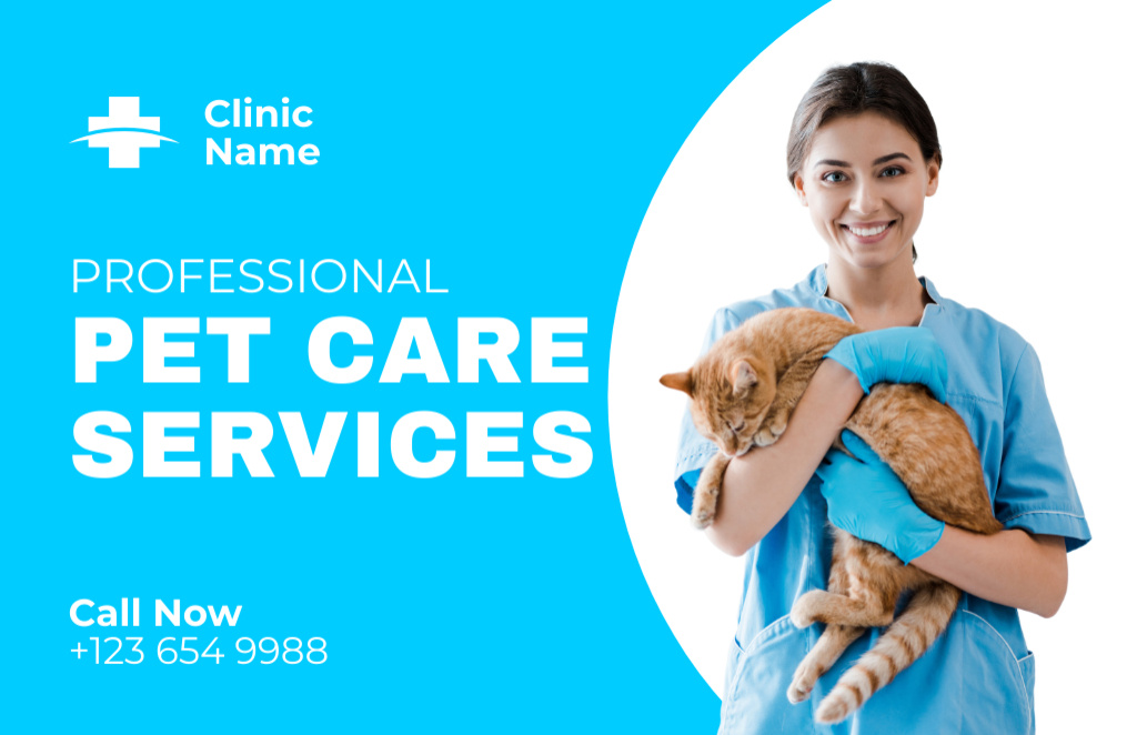 Professional Medical Care for Pets Business Card 85x55mm Design Template