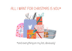 Christmas Greeting with Illustrated Gifts and Quote