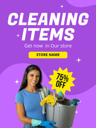 Cleaning Items Sale Purple Poster US Design Template