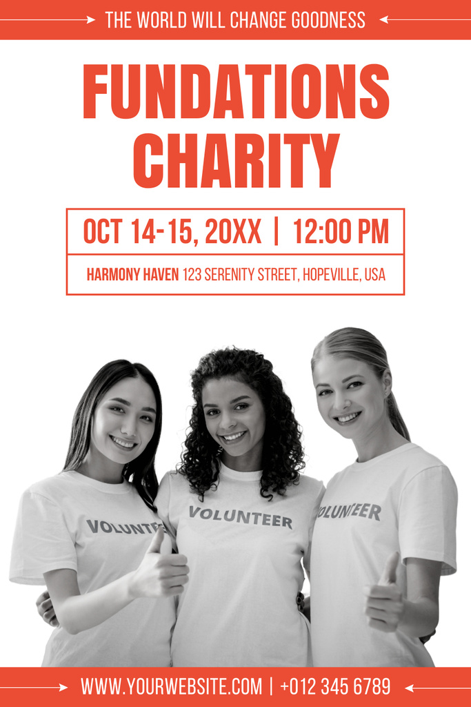 Young Women Volunteers at Charity Event Pinterest Tasarım Şablonu