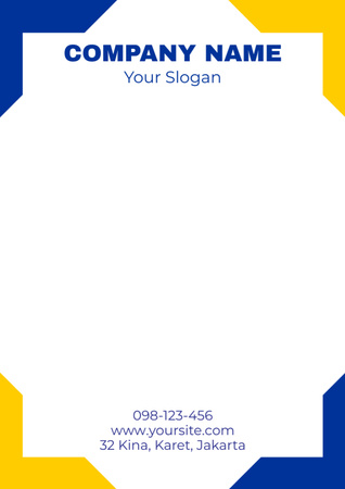 Empty Blank with Yellow and Blue Pieces Letterhead Design Template