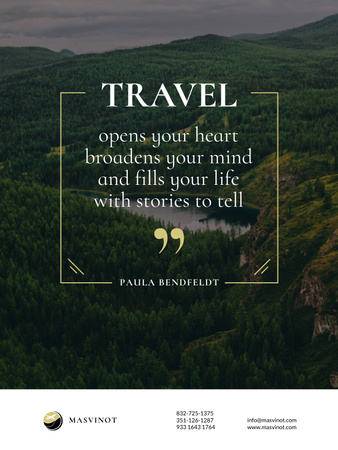 Inspirational Quote about Travelling with Majestic Mountains Poster US – шаблон для дизайну