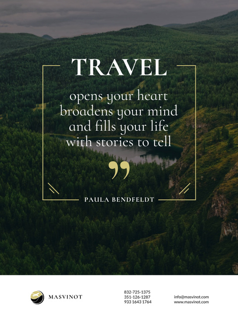 Inspirational Quote about Travelling with Mountains Poster US Πρότυπο σχεδίασης