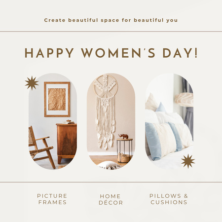 Plantilla de diseño de Decoración del hogar con almohadas en el día de la mujer Animated Post 