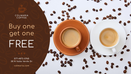 Discount Offer Cups with Drink and beans FB event cover Design Template