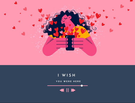 Template di design Cute Phrase With Girl Listening Soundtrack Postcard 4.2x5.5in