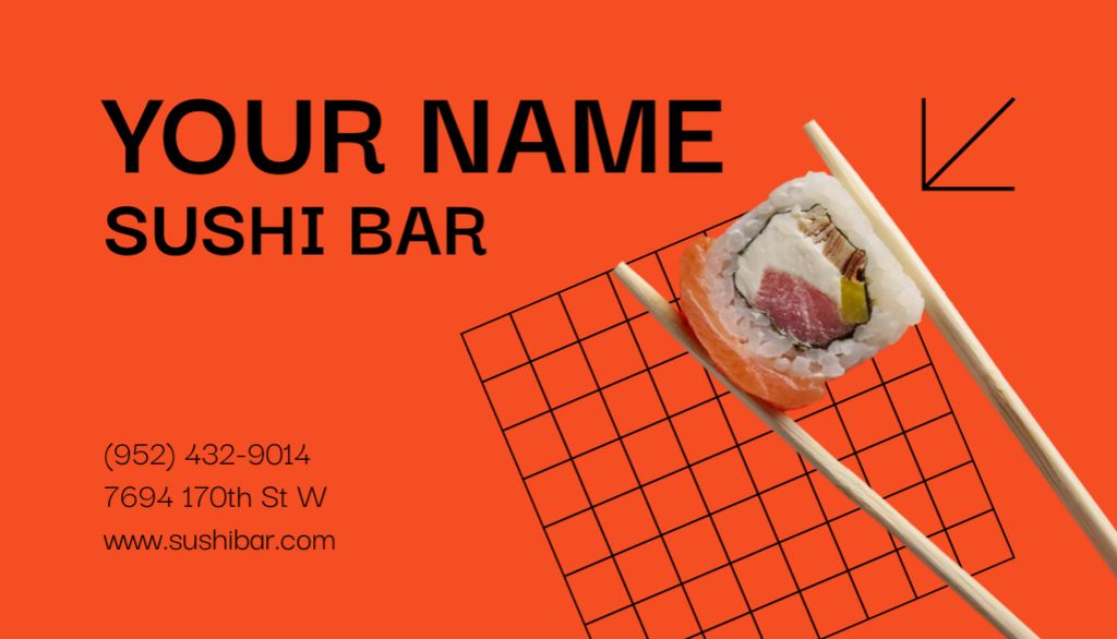 Ontwerpsjabloon van Business Card US van Sushi Bar Services Offer