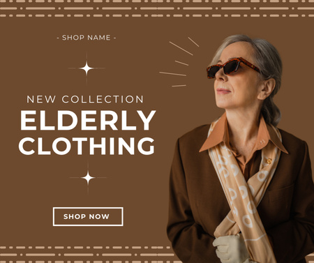 Ontwerpsjabloon van Facebook van New Collection Of Elderly Clothing Offer