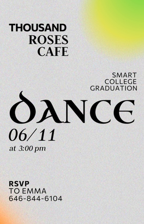 Graduation Party Announcement With Dance in Cafe Invitation 5.5x8.5in Design Template