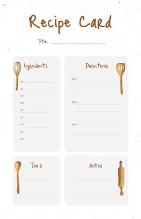 Illustration of Kitchen Tools Recipe Card Design Template