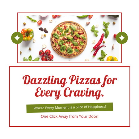 Anúncio de restaurante casual rápido com pizza saborosa e ingredientes Instagram Modelo de Design