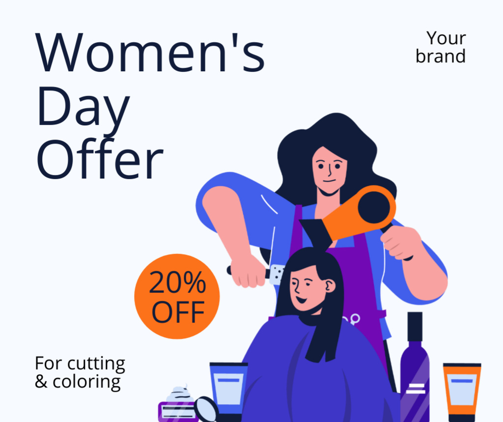 Ontwerpsjabloon van Facebook van Beauty Salon Services Offer on Women's Day