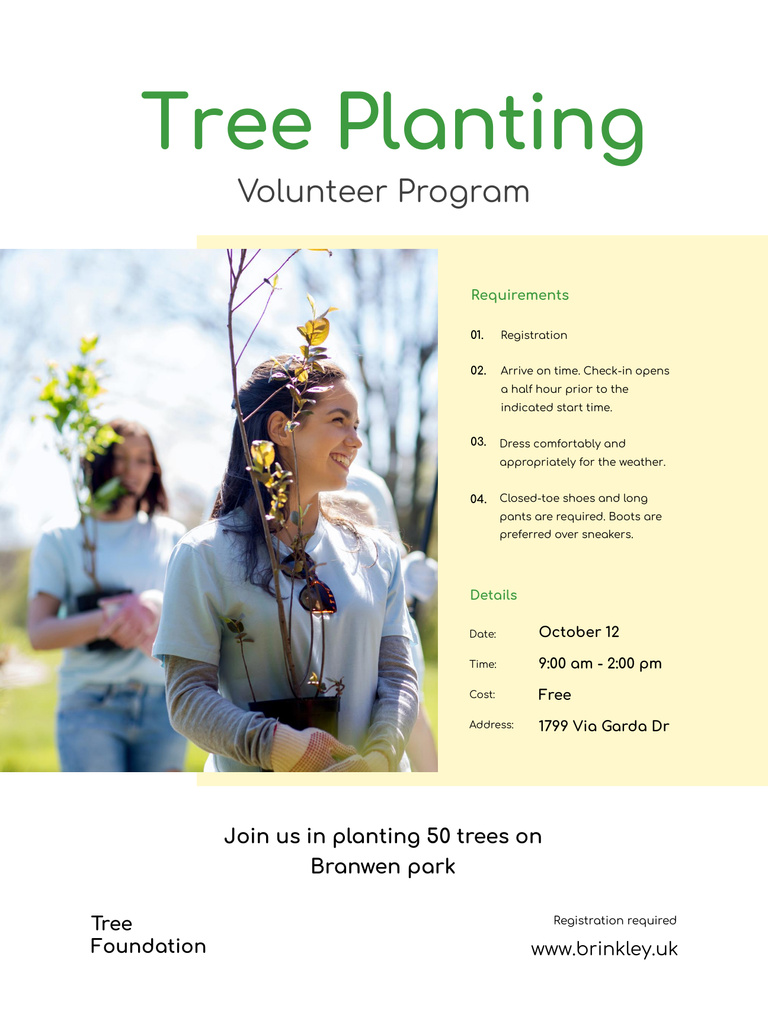 Volunteer Program Team Planting Trees Poster US Πρότυπο σχεδίασης